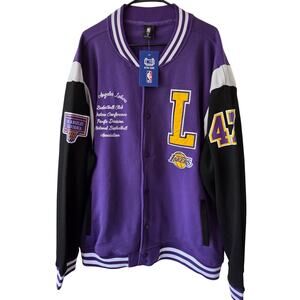 NEW Men's XXL Los Angeles Lakers NBA Purple Varsity Letterman Fleece Jacket